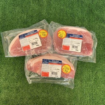 3x packs of unsmoked horseshoe gammon steaks (becketts)