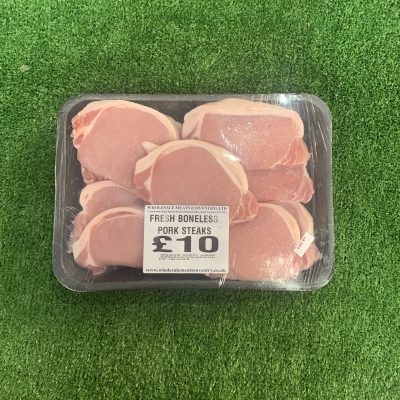 Fresh boneless pork steaks