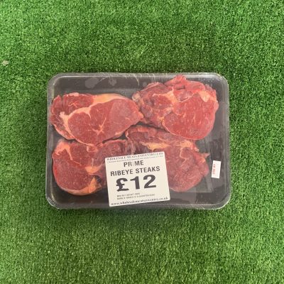Prime fresh ribeye steaks