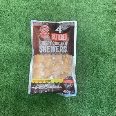 4X battered crispy chicken skewers large pack