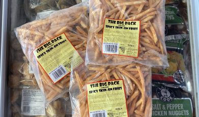 3X large packs of spicy skin on fries