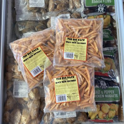 3X large packs of spicy skin on fries