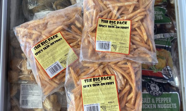 3X large packs of spicy skin on fries