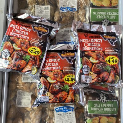 3X large packs of 1KG hot & spicy chicken drumsticks (roadhouse)