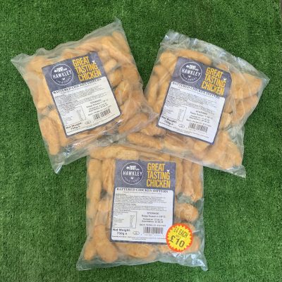 3X large packs of battered chicken dippers