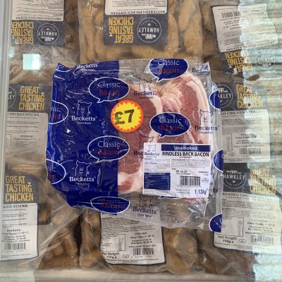 Unsmoked rindless back bacon (becketts) 1.13kg