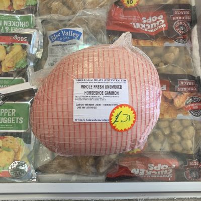 XXL Whole fresh unsmoked horseshoe gammon (catch weight: 3.5KG - 6KG)