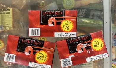 3X large packs of Frozen cooked & peeled prawns (best value)