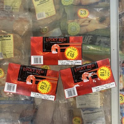 3X large packs of Frozen cooked & peeled prawns (best value)