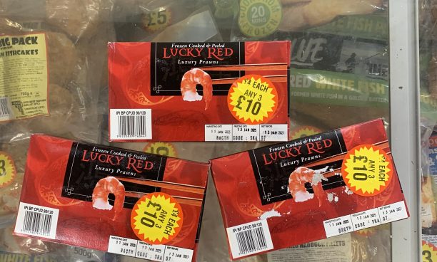 3X large packs of Frozen cooked & peeled prawns (best value)