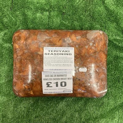 Over 3KG of teriyaki marinated boneless chicken thigh meats