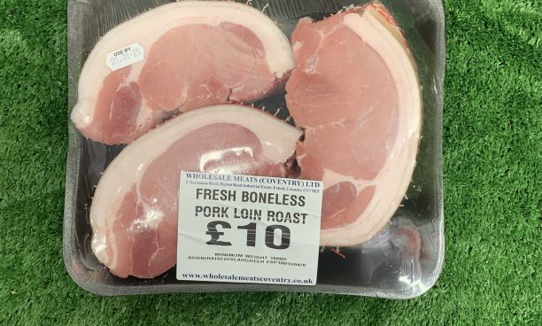 Fresh boneless pork loin roast (cut into 3)