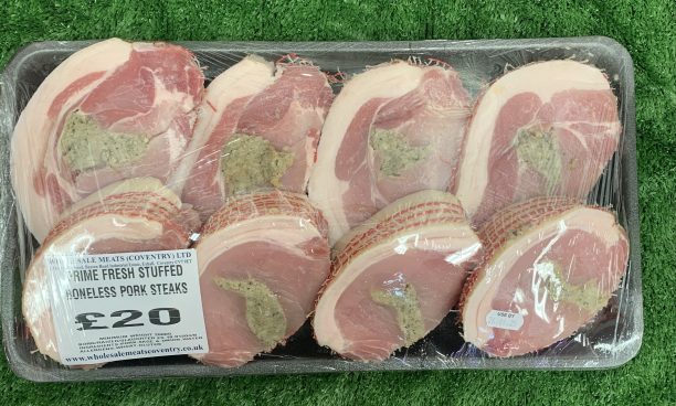Prime fresh stuffed boneless pork steaks (mega tray) 2.8kg