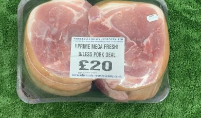 Prime mega fresh boneless pork deal (3.8KG) joint cut into 2