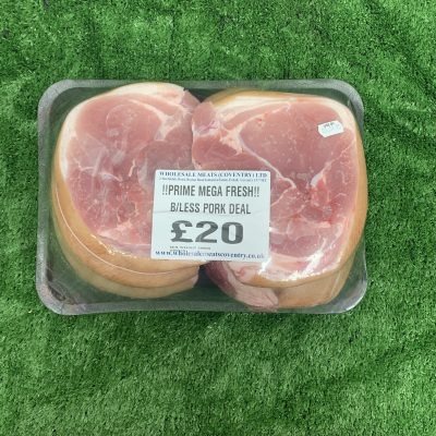 Prime mega fresh boneless pork deal (3.8KG) joint cut into 2