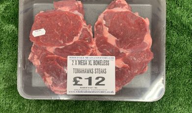 2X mega XL boneless tomahawks steaks