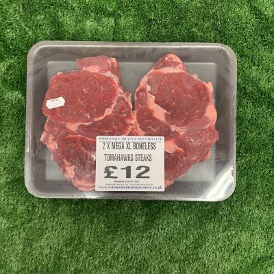 2X mega XL boneless tomahawks steaks