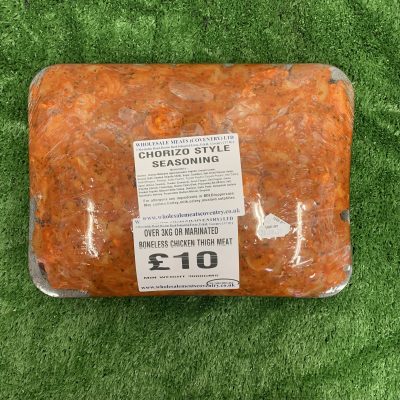 Over 3Kg of chorizo style marinated boneless chicken thigh meat