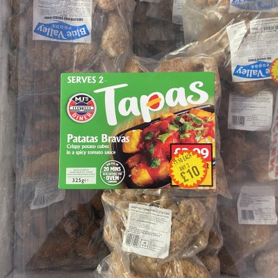 Patatas bravas (potato cubes In spicy tomato) tapas collection