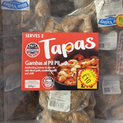 Gambas al pil pil (prawns with garlic & chilli) tapas collection