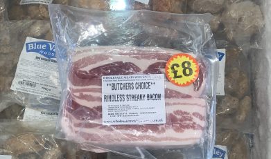 butcher's choice rindless streaky bacon